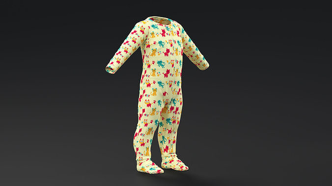 Pajamas for One Year Old Baby 3D model 2