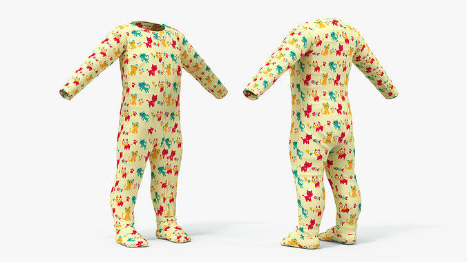 Pajamas for One Year Old Baby 3D model 6