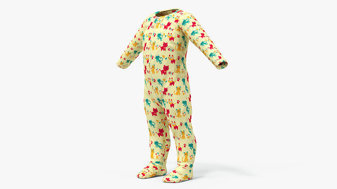Pajamas for One Year Old Baby 3D model 4
