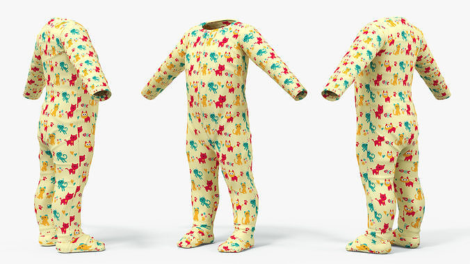 Pajamas for One Year Old Baby 3D model 5