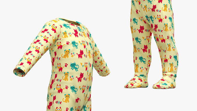 Pajamas for One Year Old Baby 3D model 7