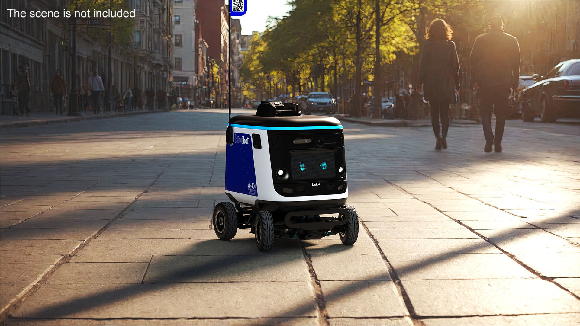Blue Delivery Robot Kiwibot Rigged for Maya 3D model