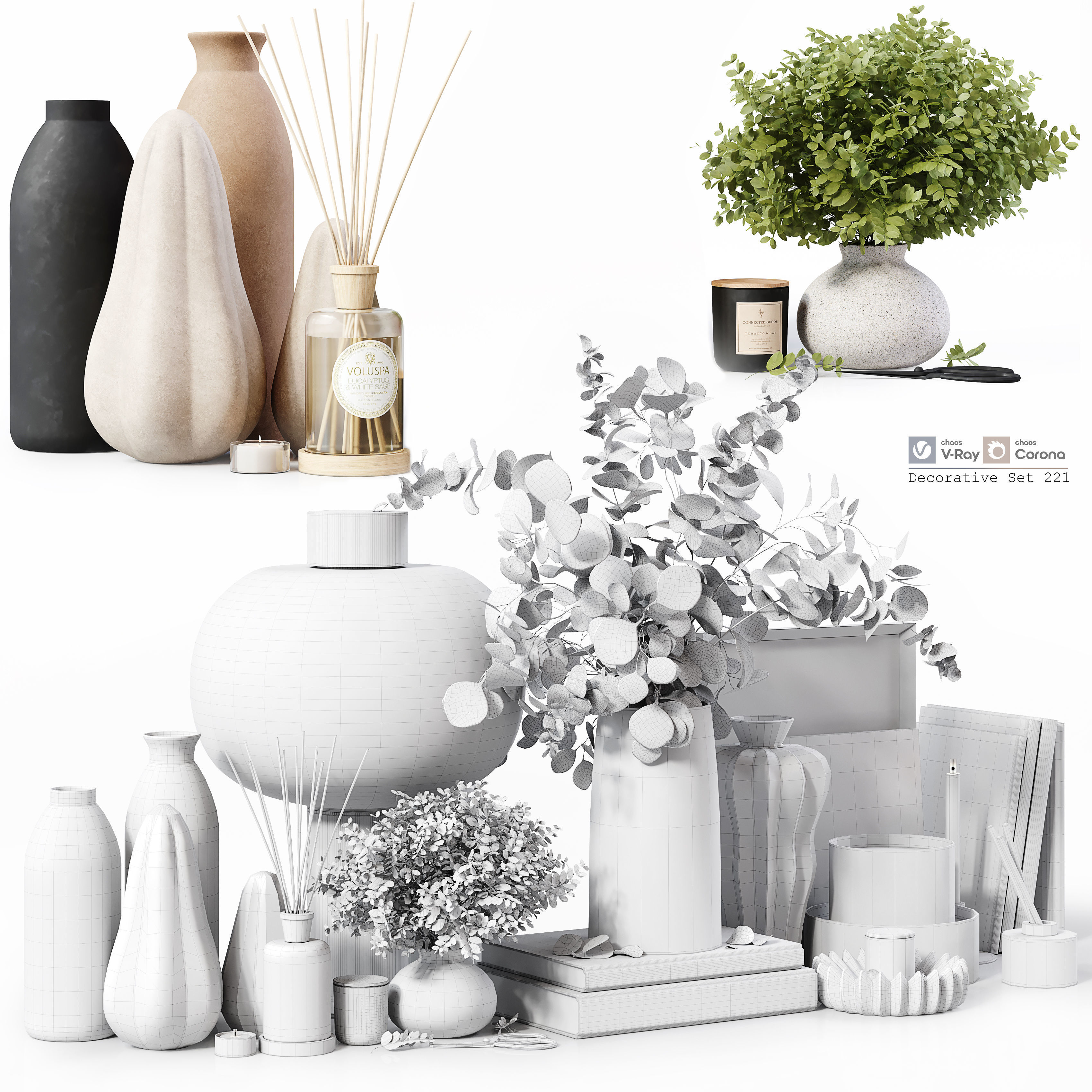 Decorative Set 221 Low-poly 3D model_6