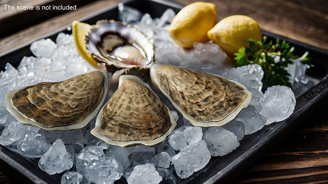 Three Closed Oysters 3D model 2