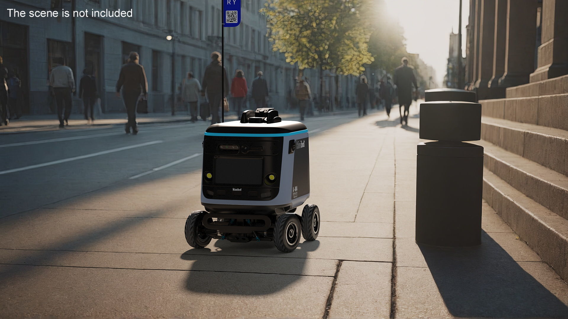 Kiwibot Delivery Robot Black in Sleep Rigged for Maya 3D model