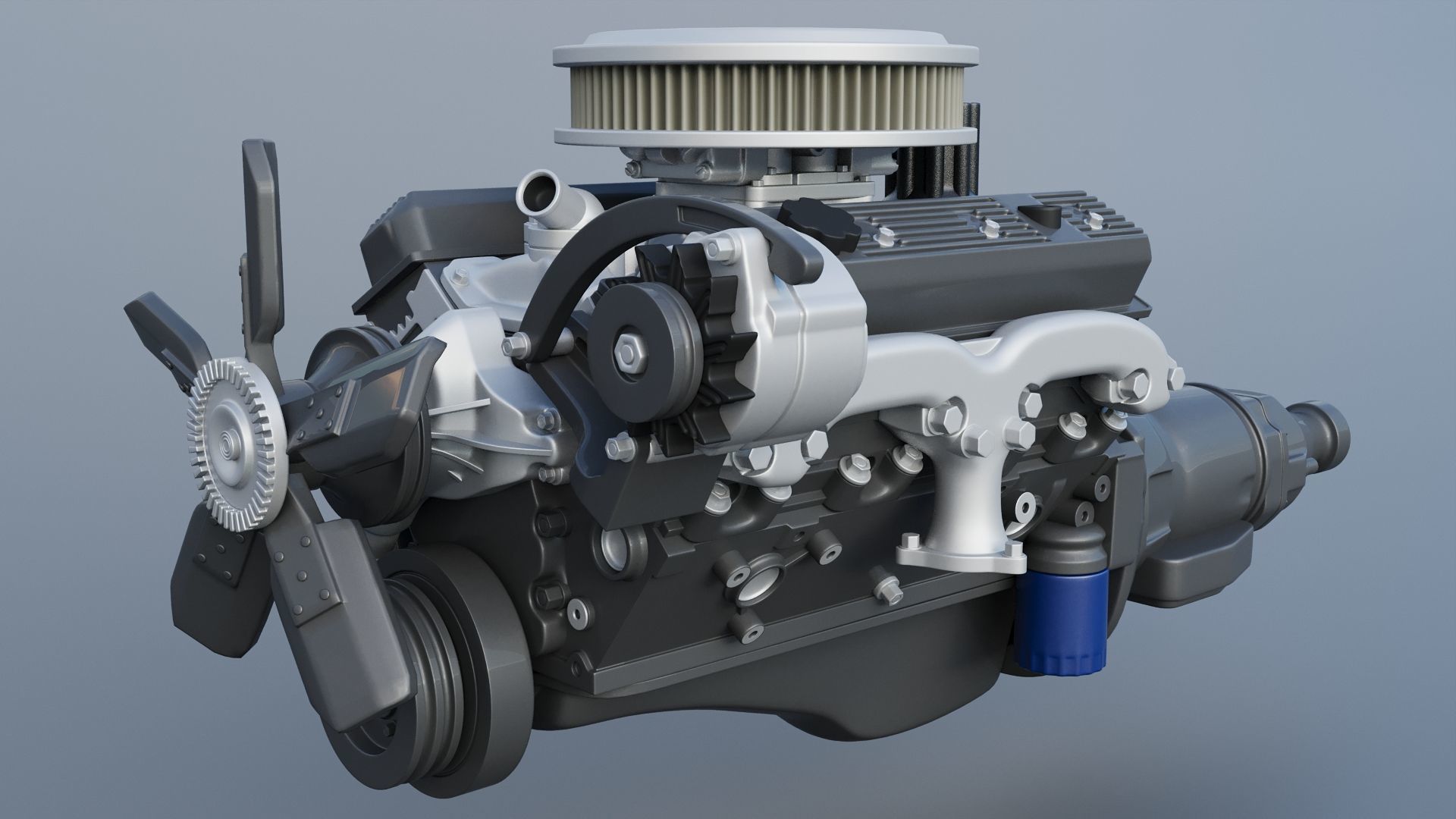 Chevrolet 350 Small Block V8 3D print model_1