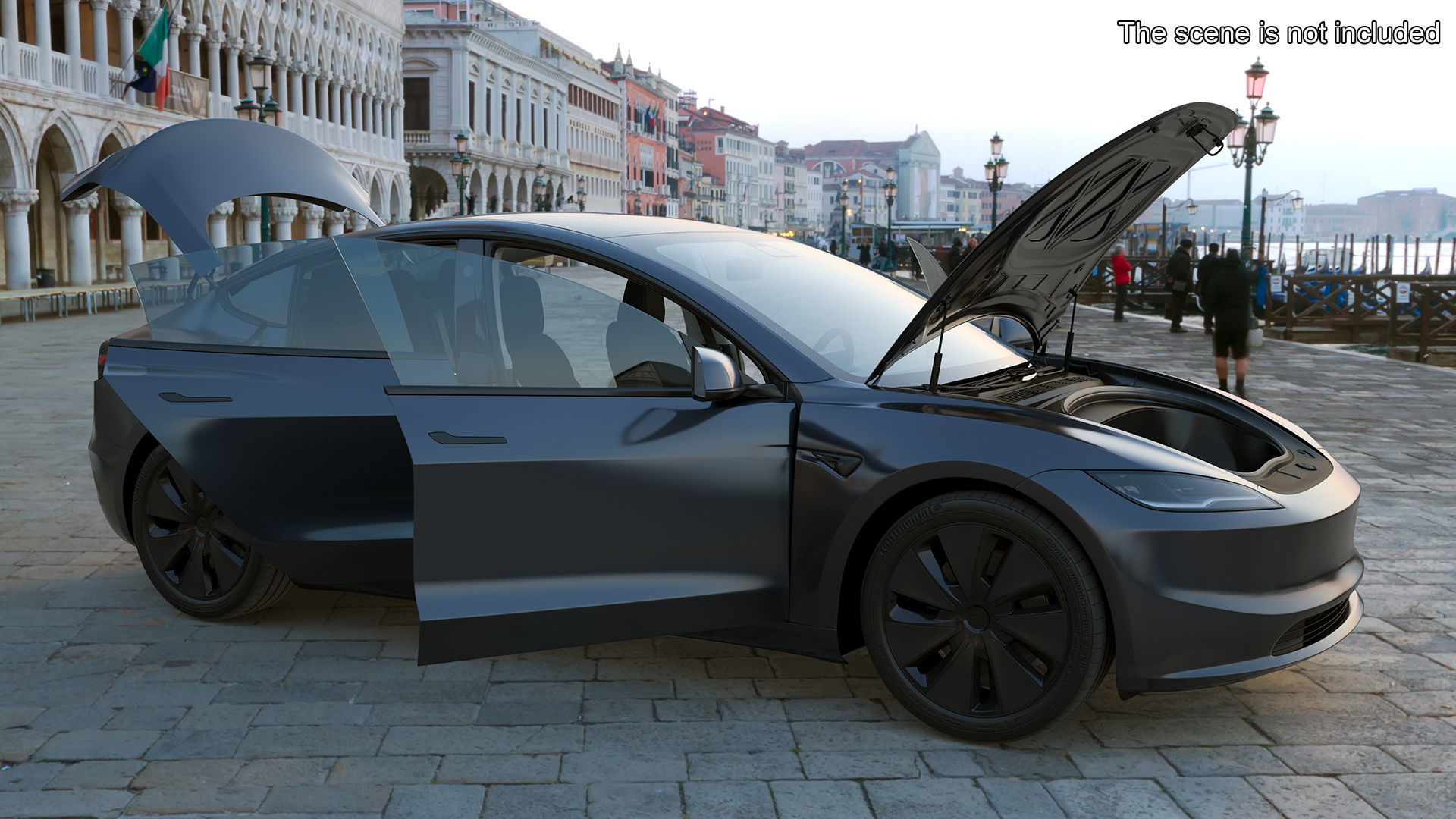 Tesla Model 3 2024 Stealth Grey Rigged for Maya 3D model