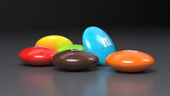 Multicolored M and Ms Candies 3D model 3