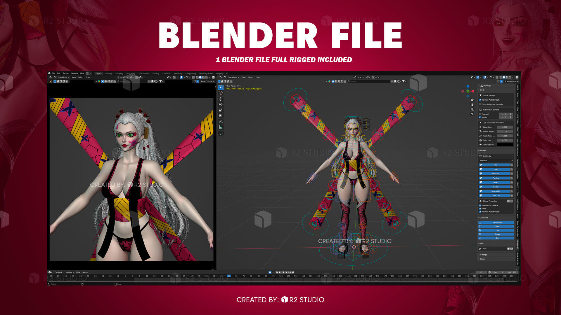Daki - UE5 - Blender 3D Model Low-poly 3D model_8