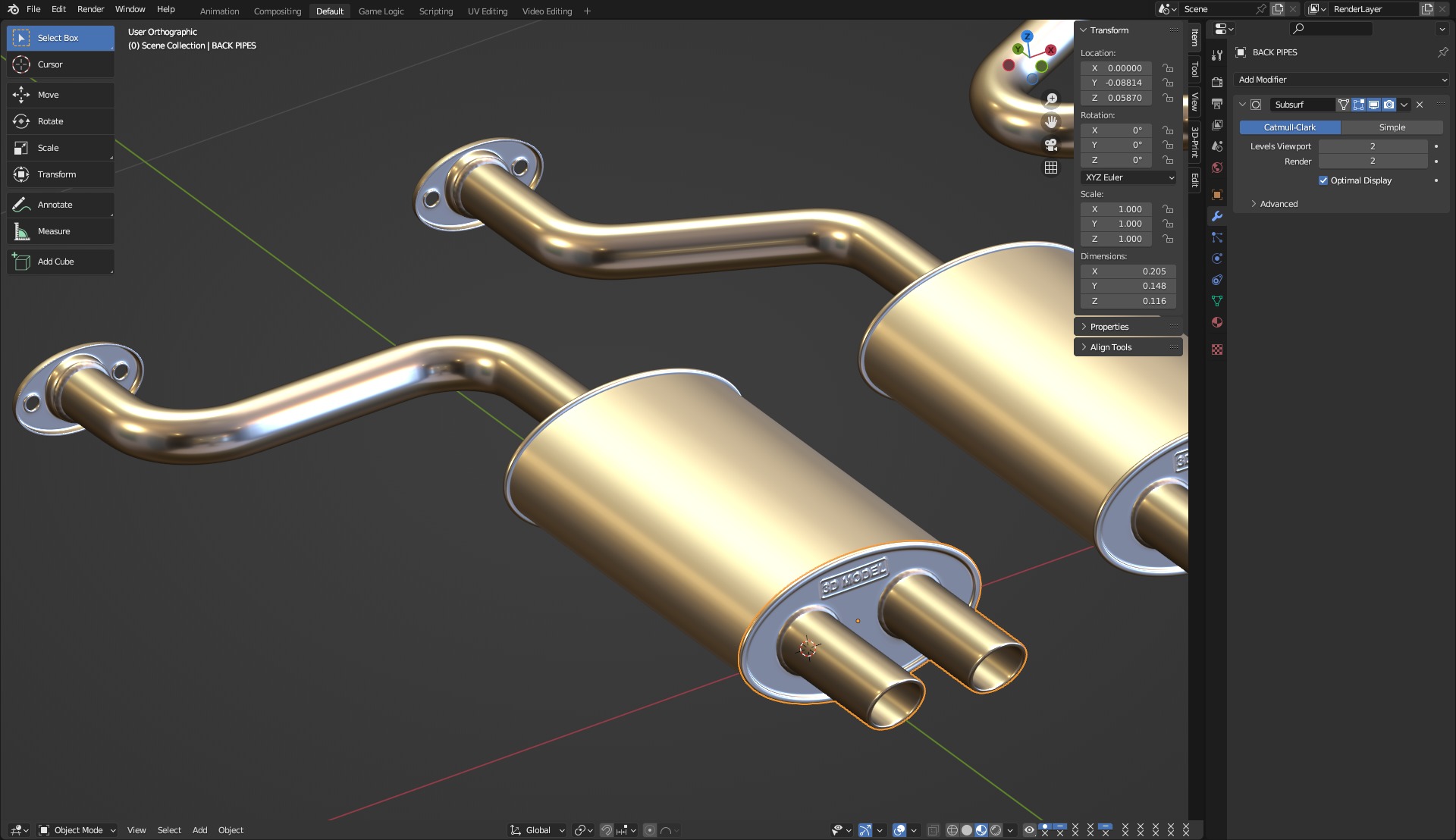 Simple Exhaust Set 3D model_12
