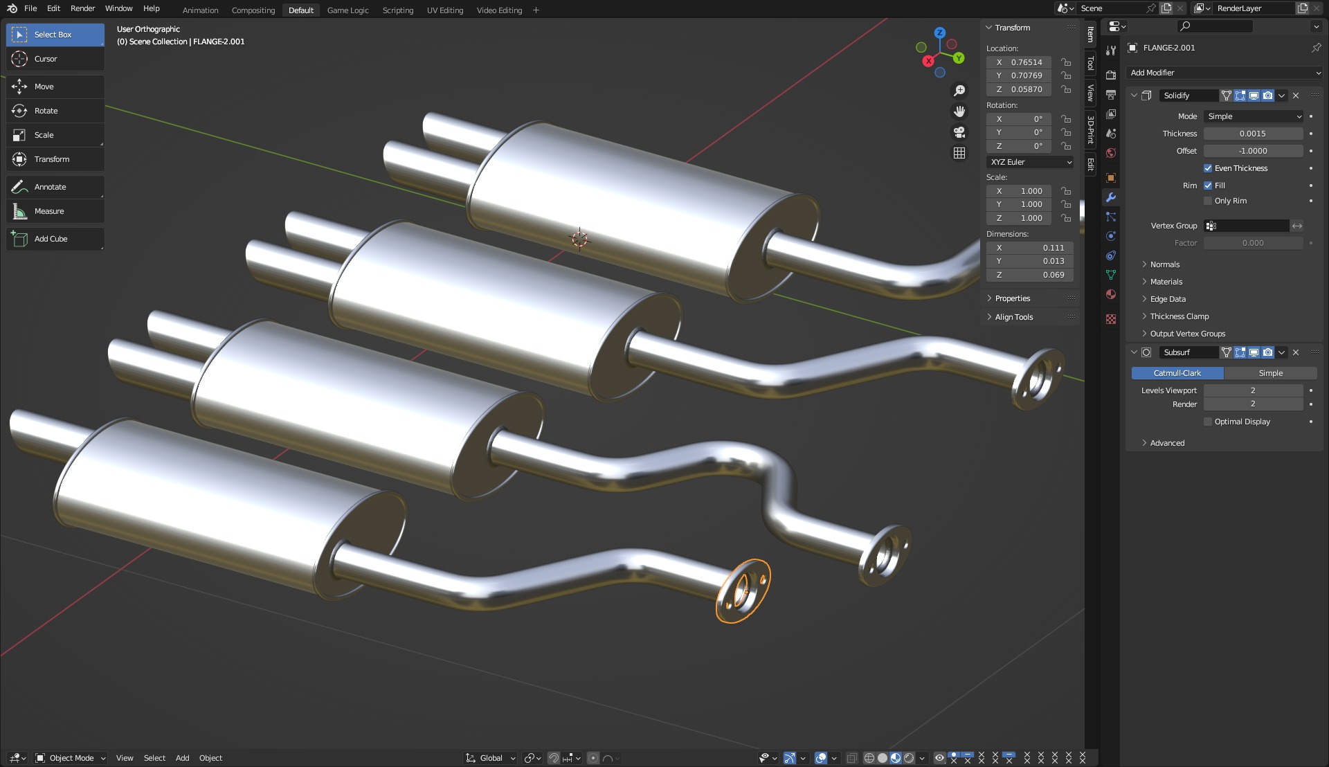 Simple Exhaust Set 3D model_11