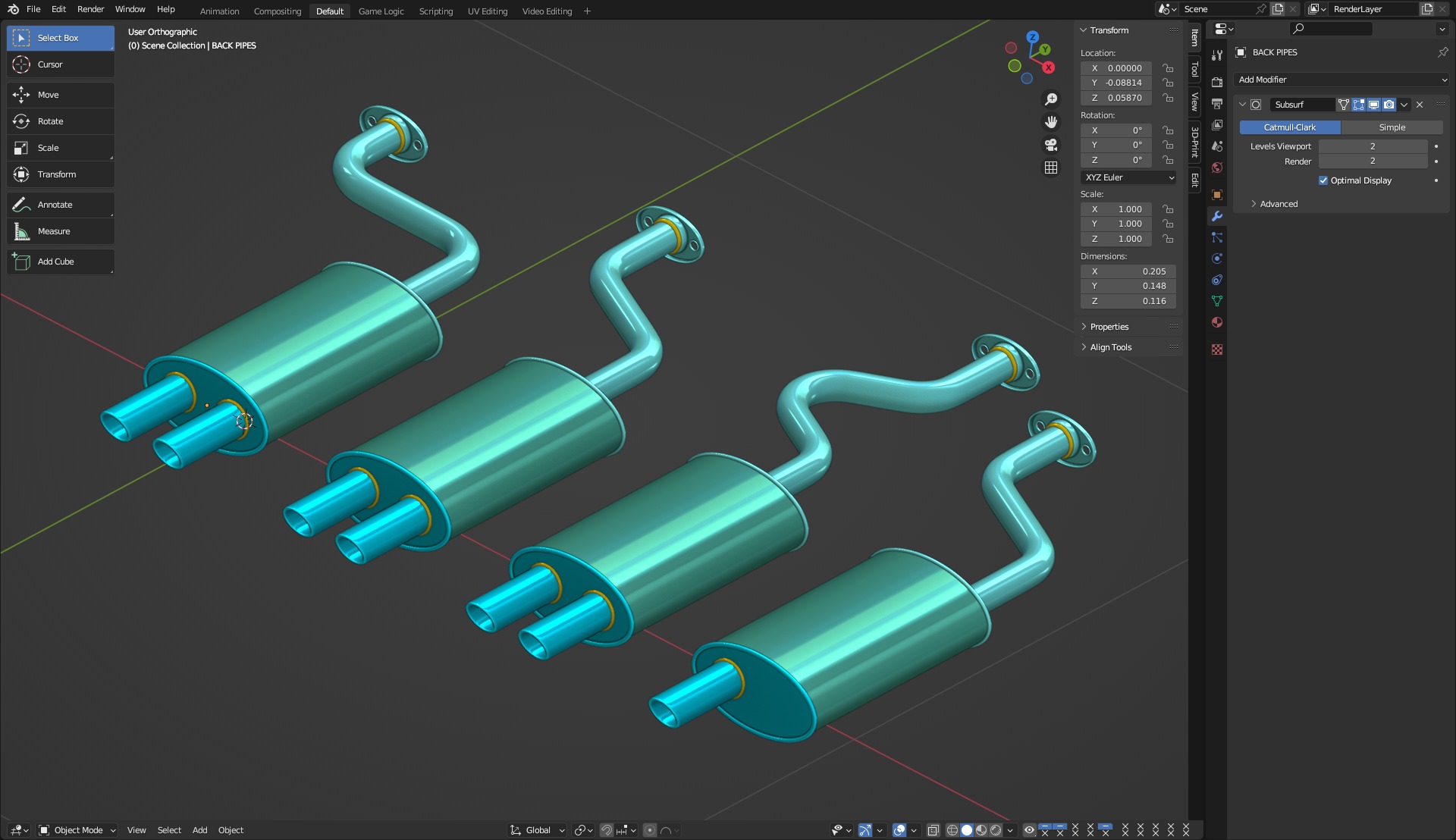 Simple Exhaust Set 3D model_13