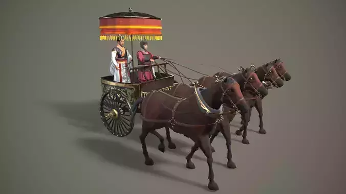 china Warrior carriage Low-poly 3D model
