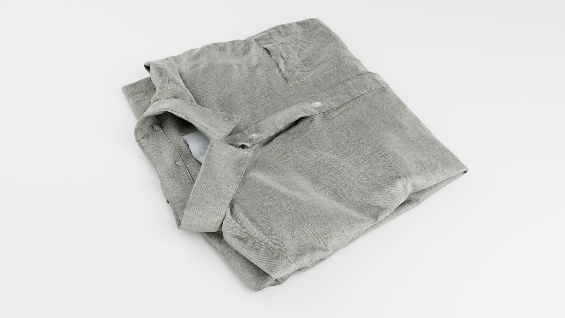 folded grey shirt green Generic casual wardrobe clothing  3D model_2