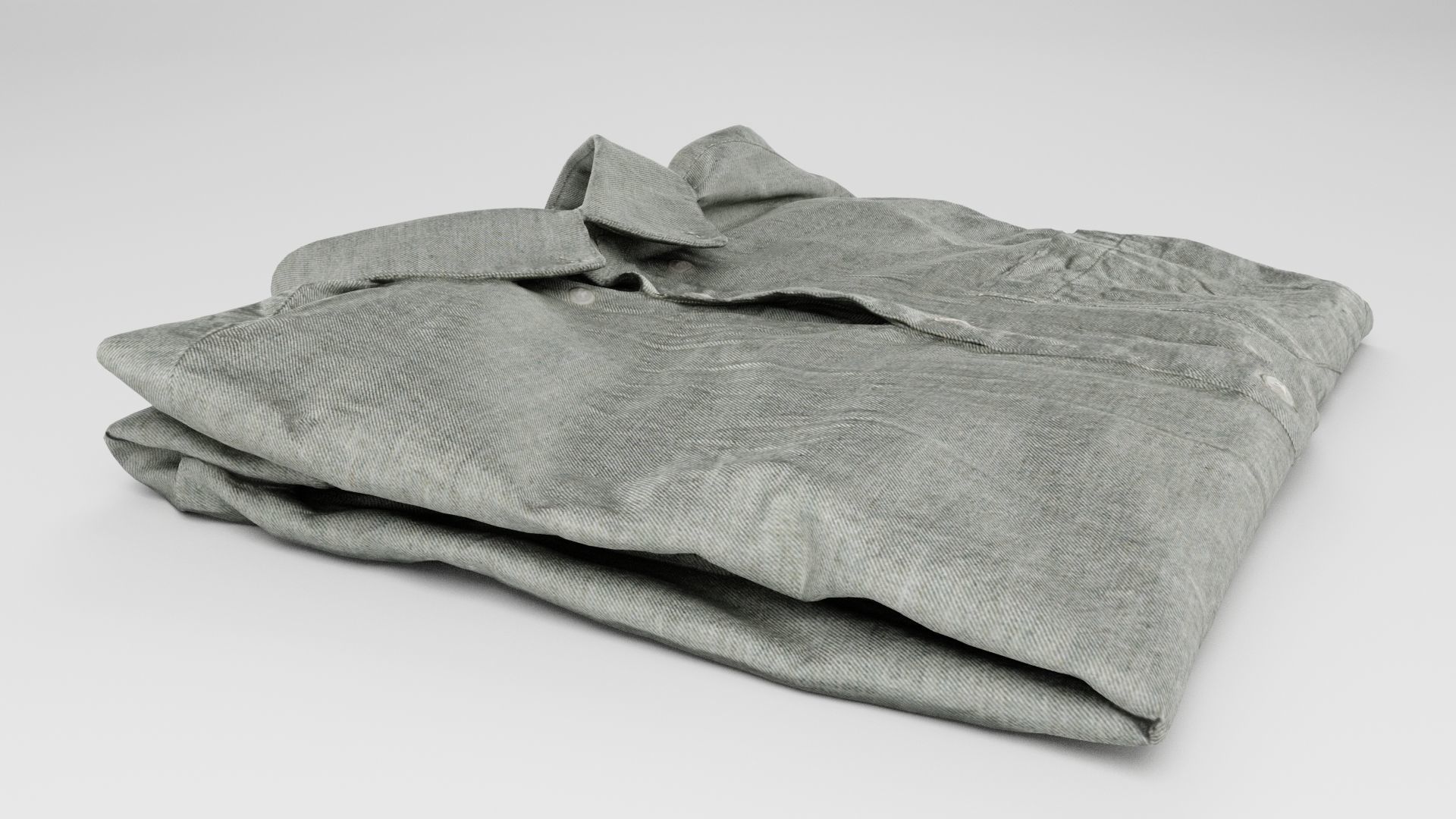 folded grey shirt green Generic casual wardrobe clothing  3D model_3