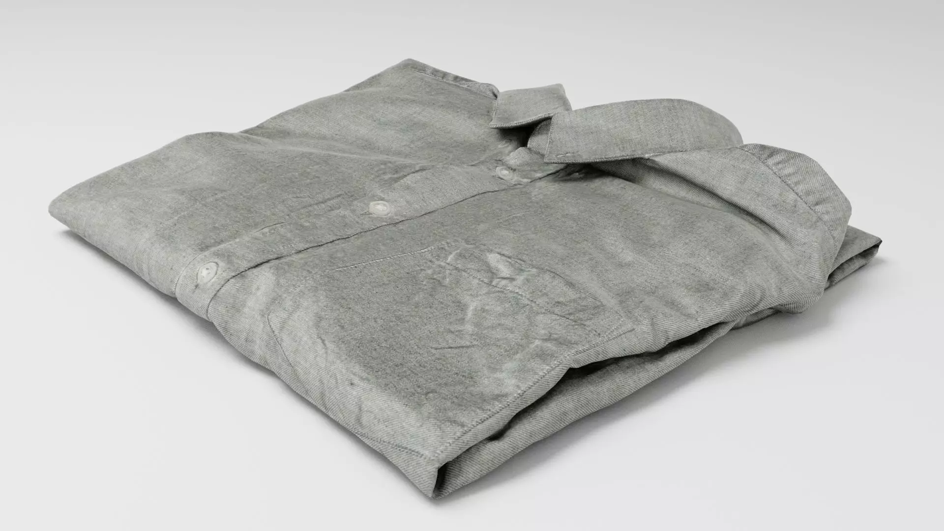 folded grey shirt green Generic casual wardrobe clothing  3D model_0