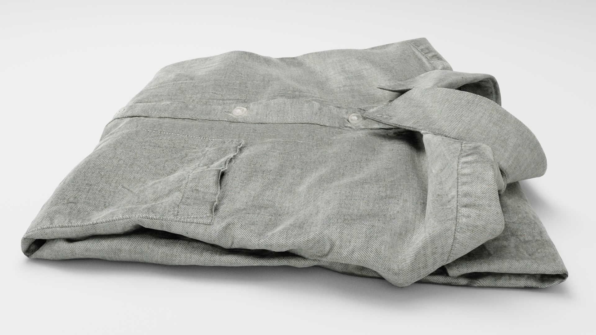 folded grey shirt green Generic casual wardrobe clothing  3D model_1