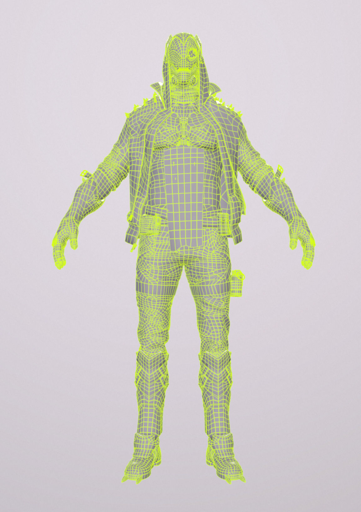 Masked biker gang soldier Low-poly 3D model_6