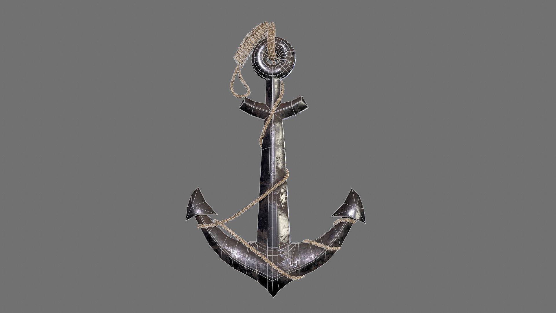 boat anchor  Low-poly 3D model_9