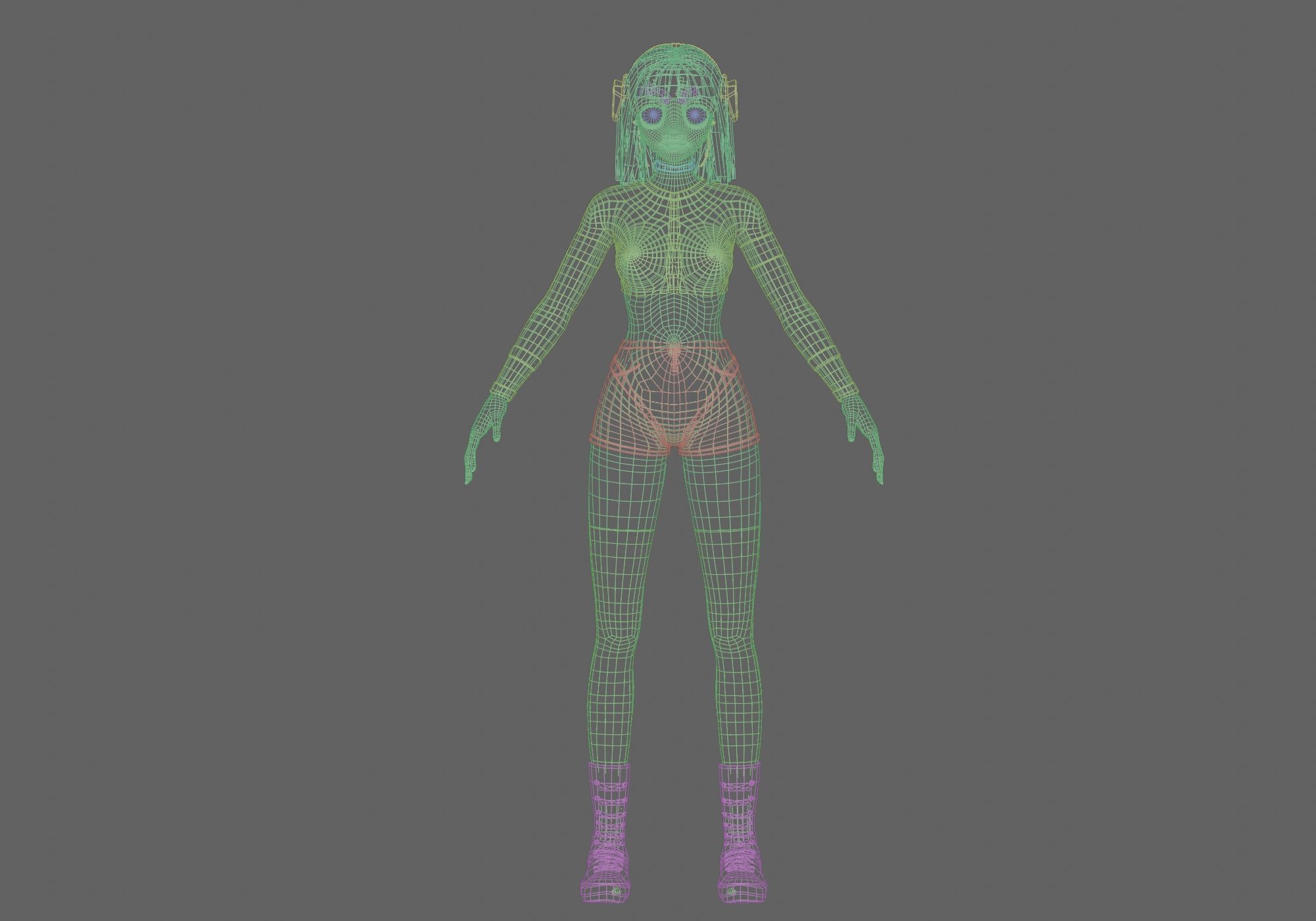 stylized anime girl V35675  Low-poly 3D model_11
