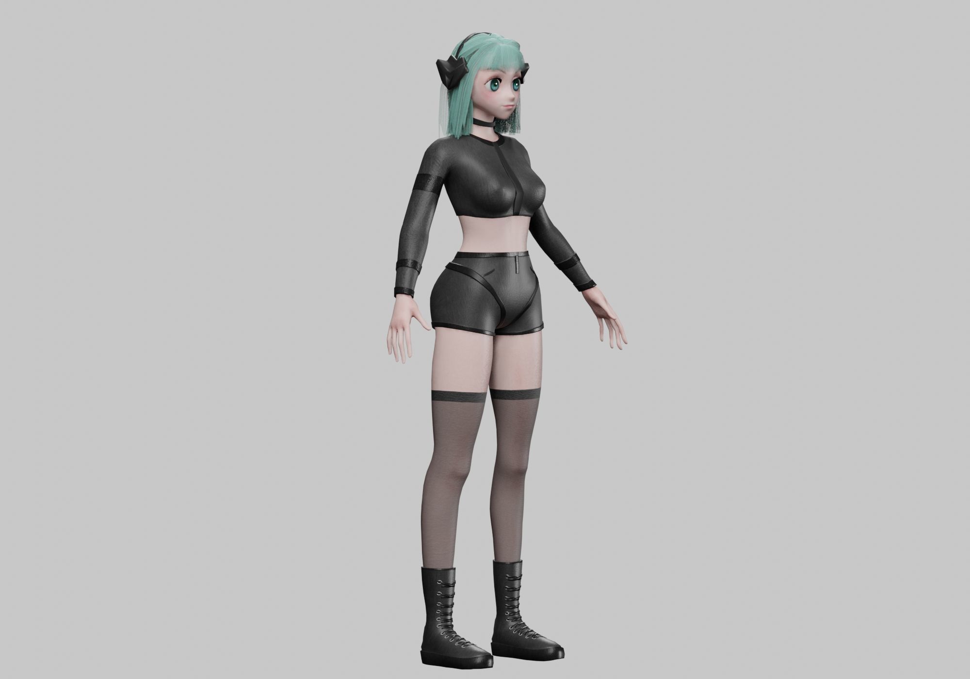 stylized anime girl V35675  Low-poly 3D model_4