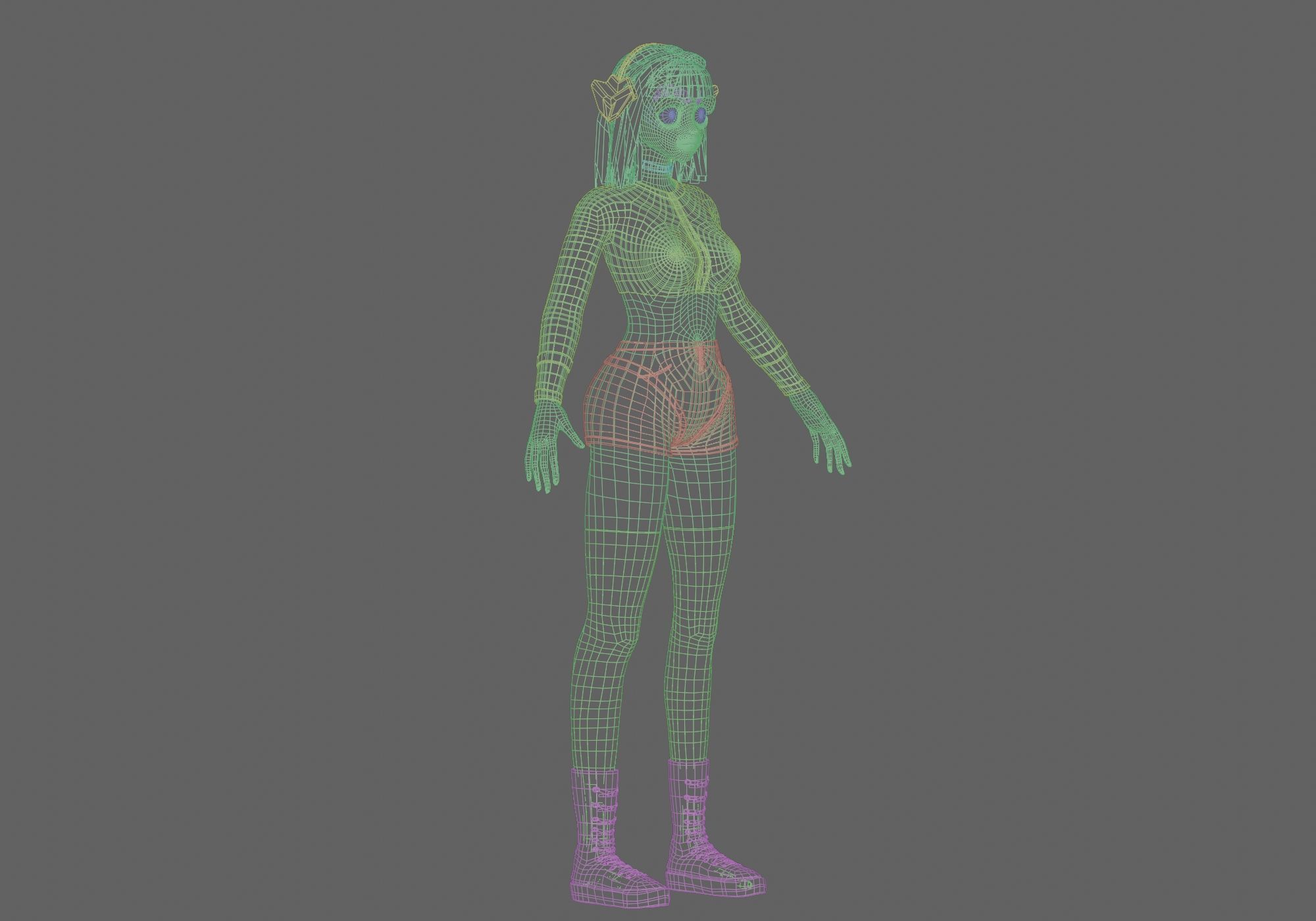 stylized anime girl V35675  Low-poly 3D model_12