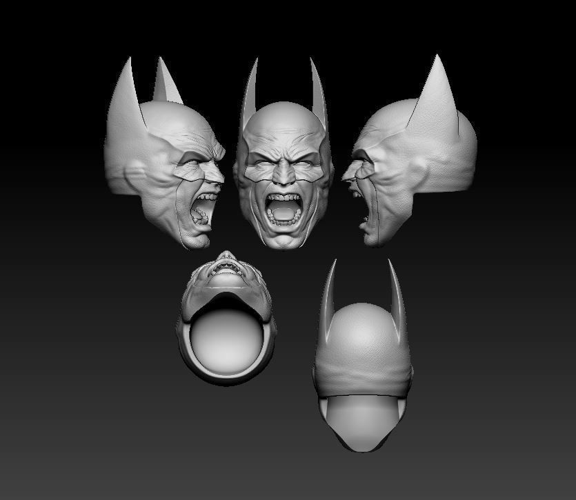 Angry Batman Headsculpt for Action Figures 3D print model_1