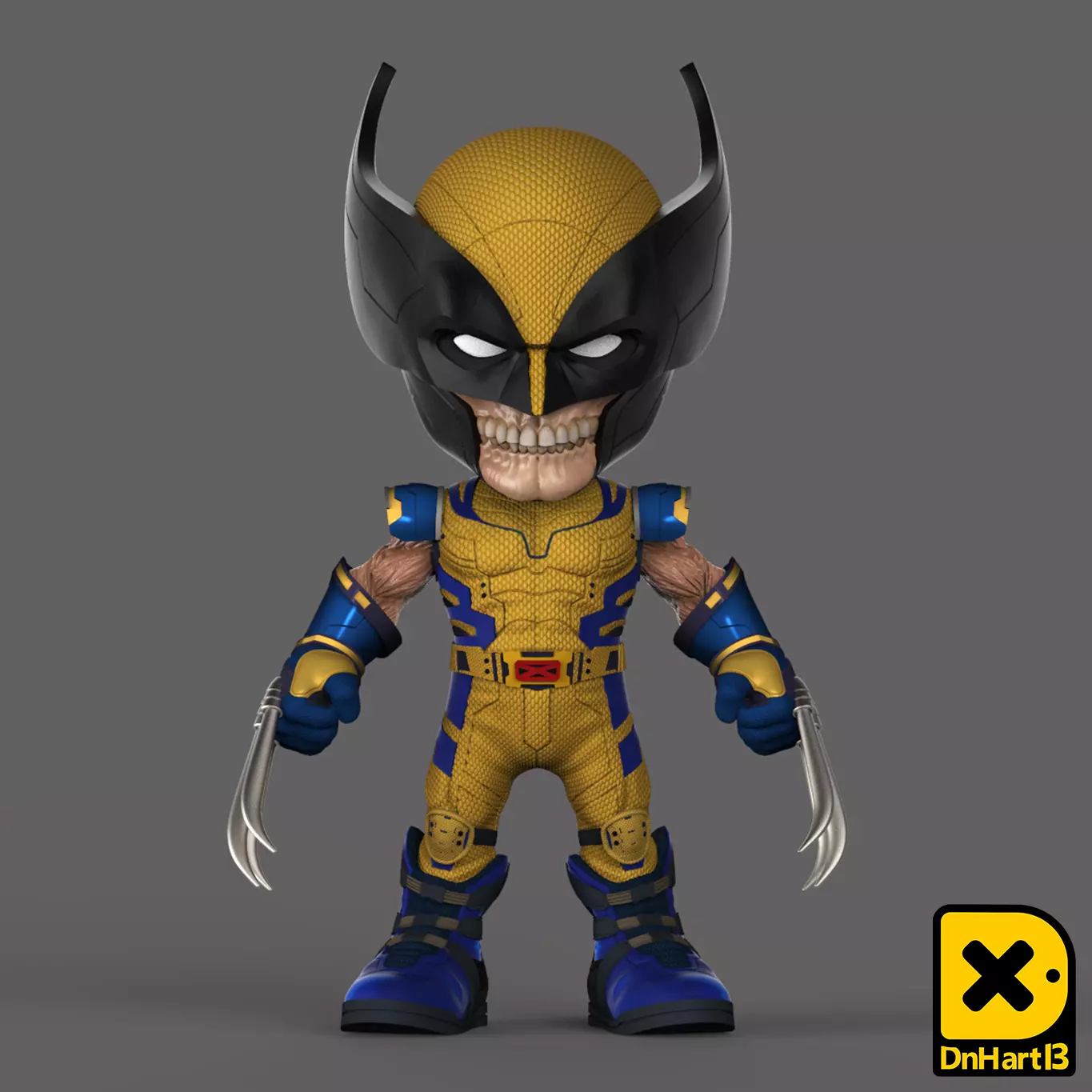 MiniPrint 010 - Wolverine Skull 3D print model