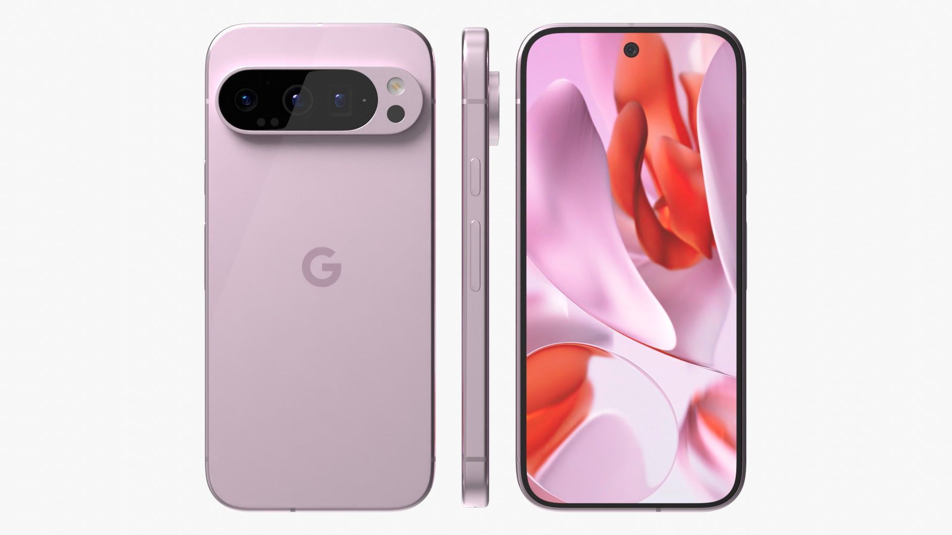 Google Pixel 9 Pro Rose Quartz Low-poly 3D model_2