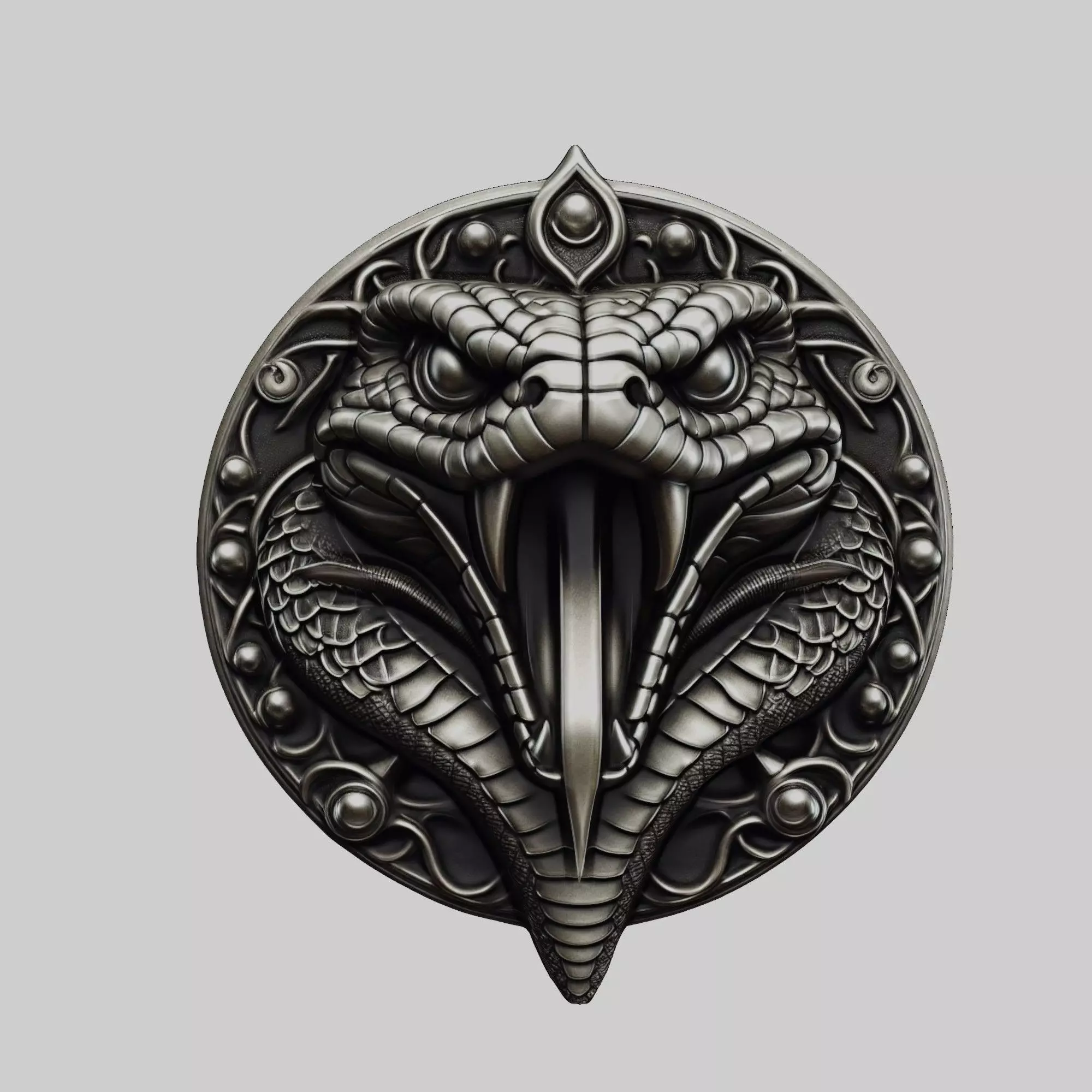 Snake Animal Head Snake Animal Medallion  3D print model_0