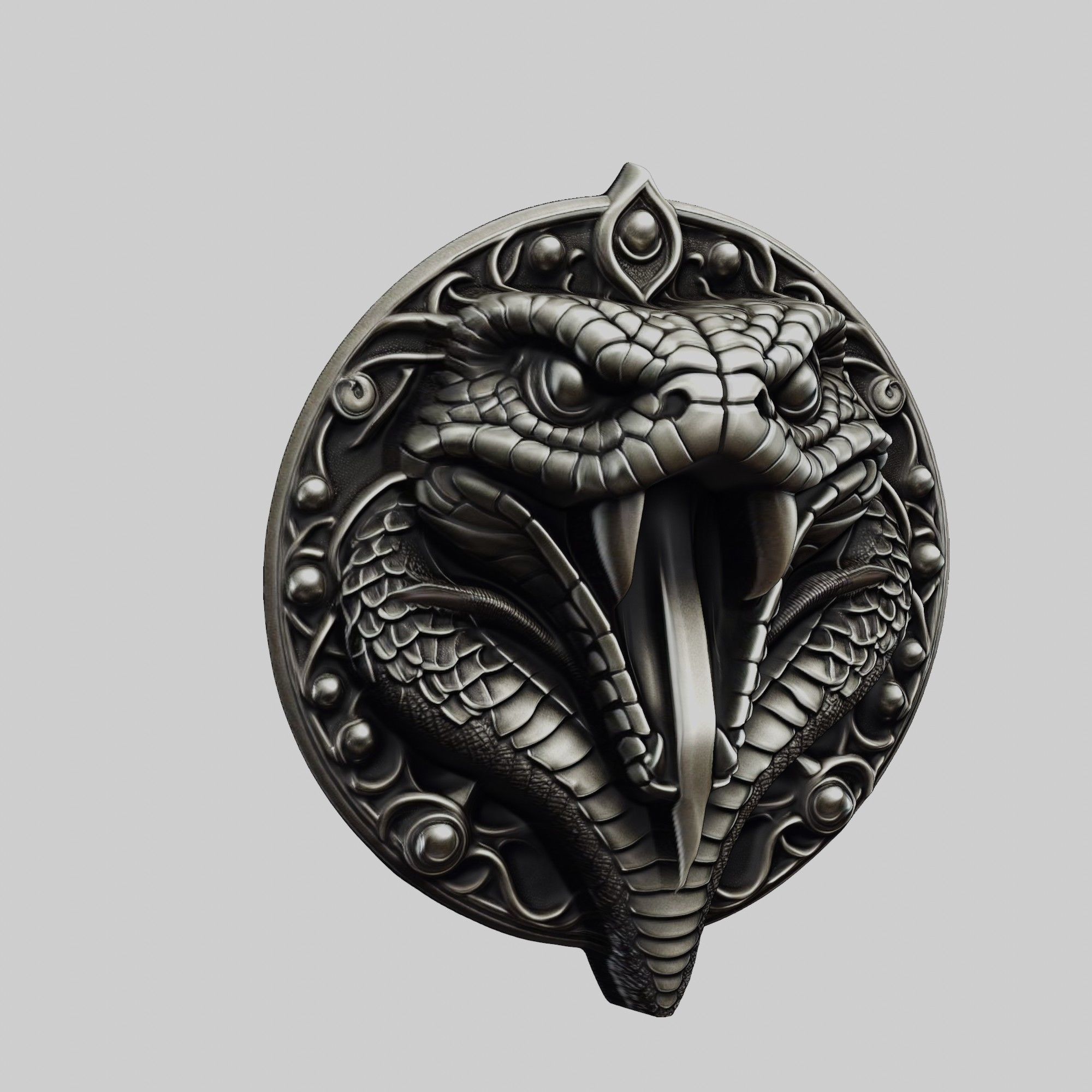 Snake Animal Head Snake Animal Medallion  3D print model_1