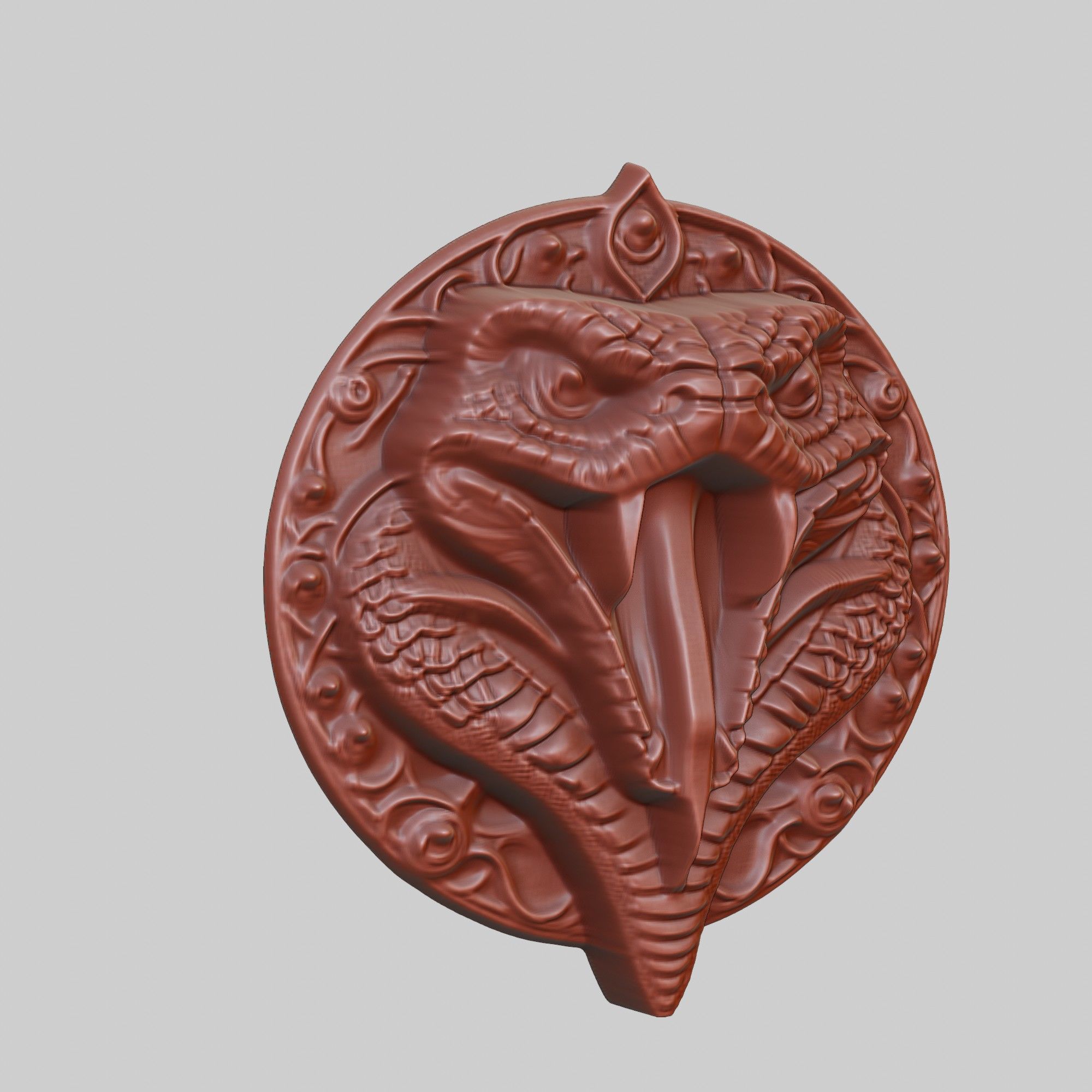 Snake Animal Head Snake Animal Medallion  3D print model_3