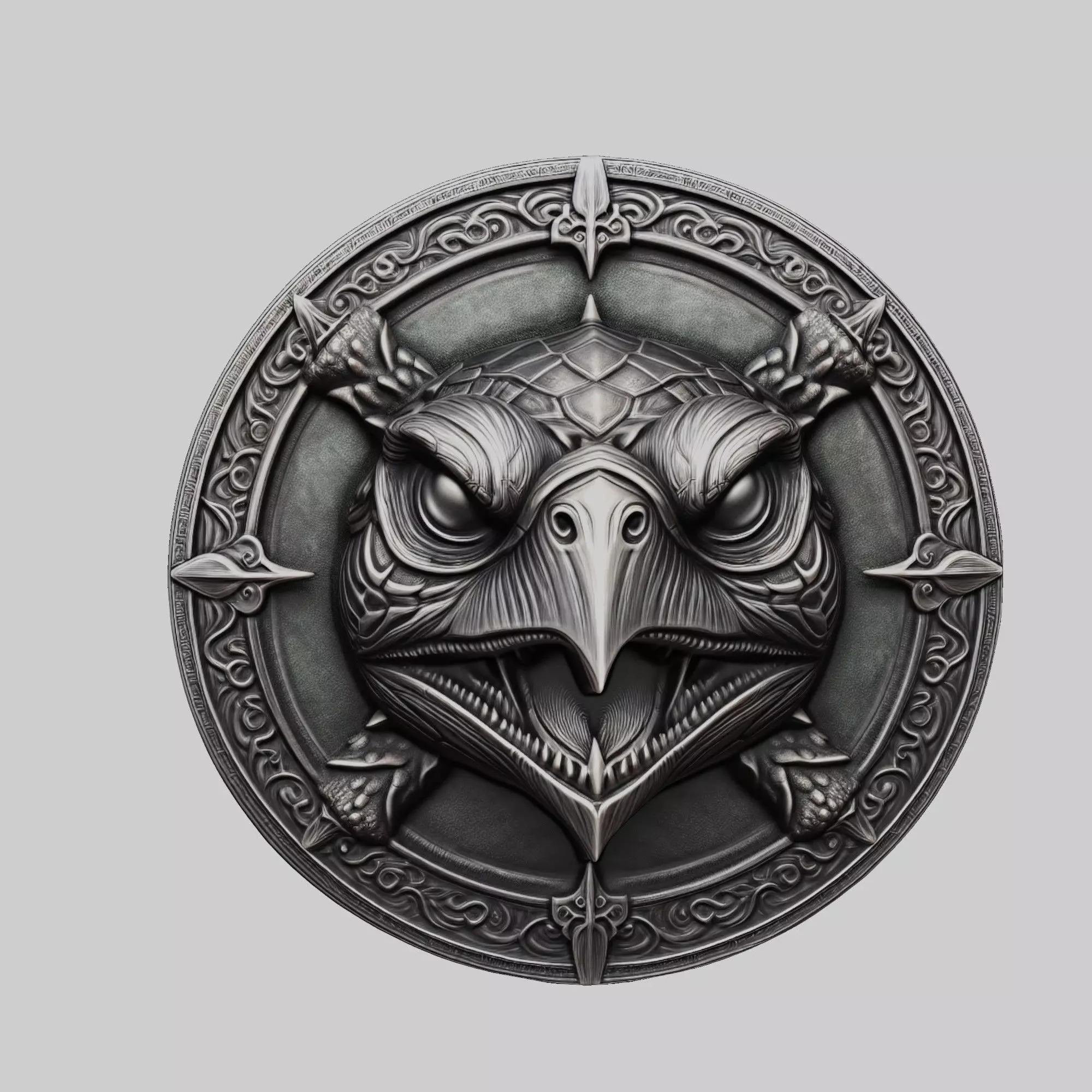 Turtle Animal Head Turtle Animal Medallion  3D print model_0