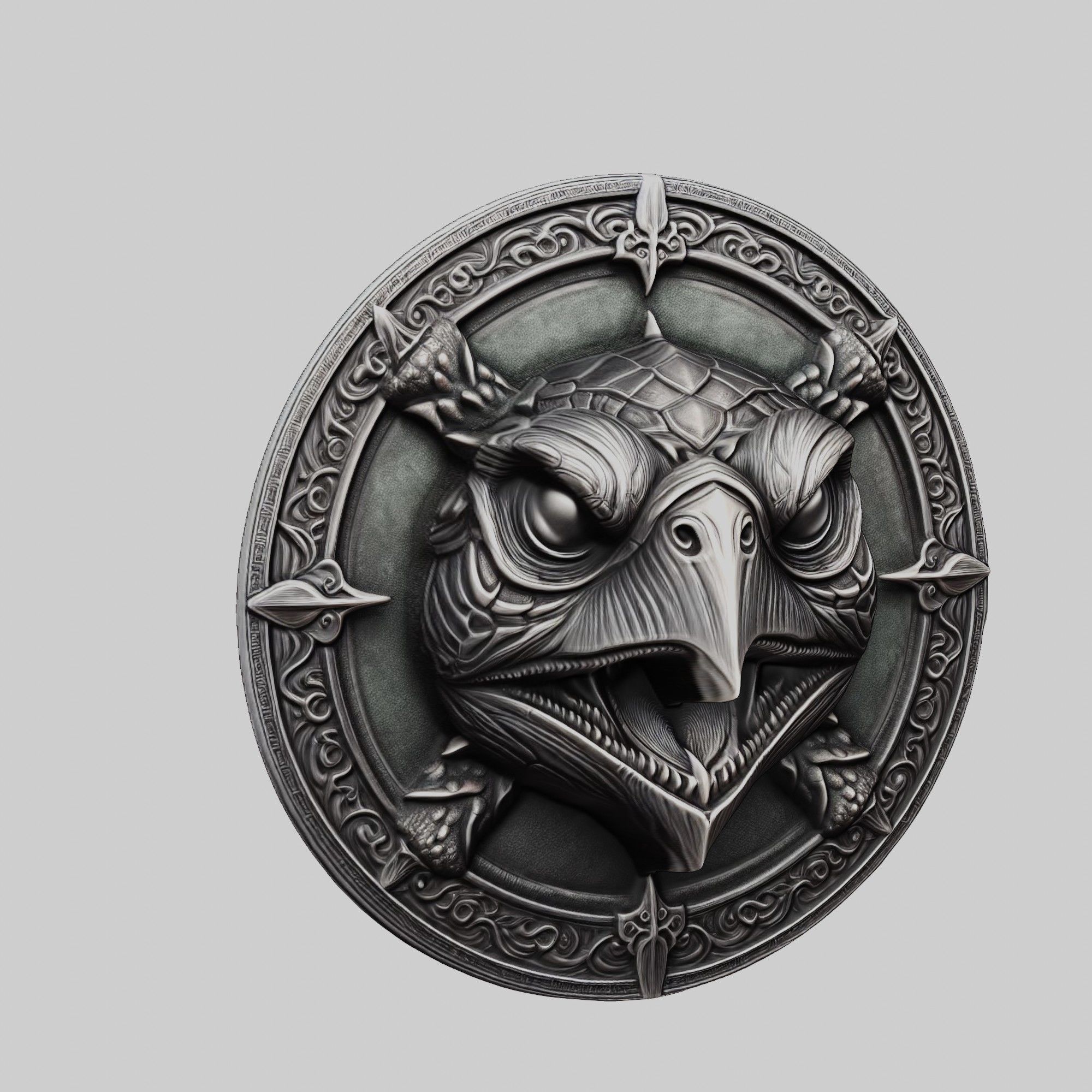Turtle Animal Head Turtle Animal Medallion  3D print model_1