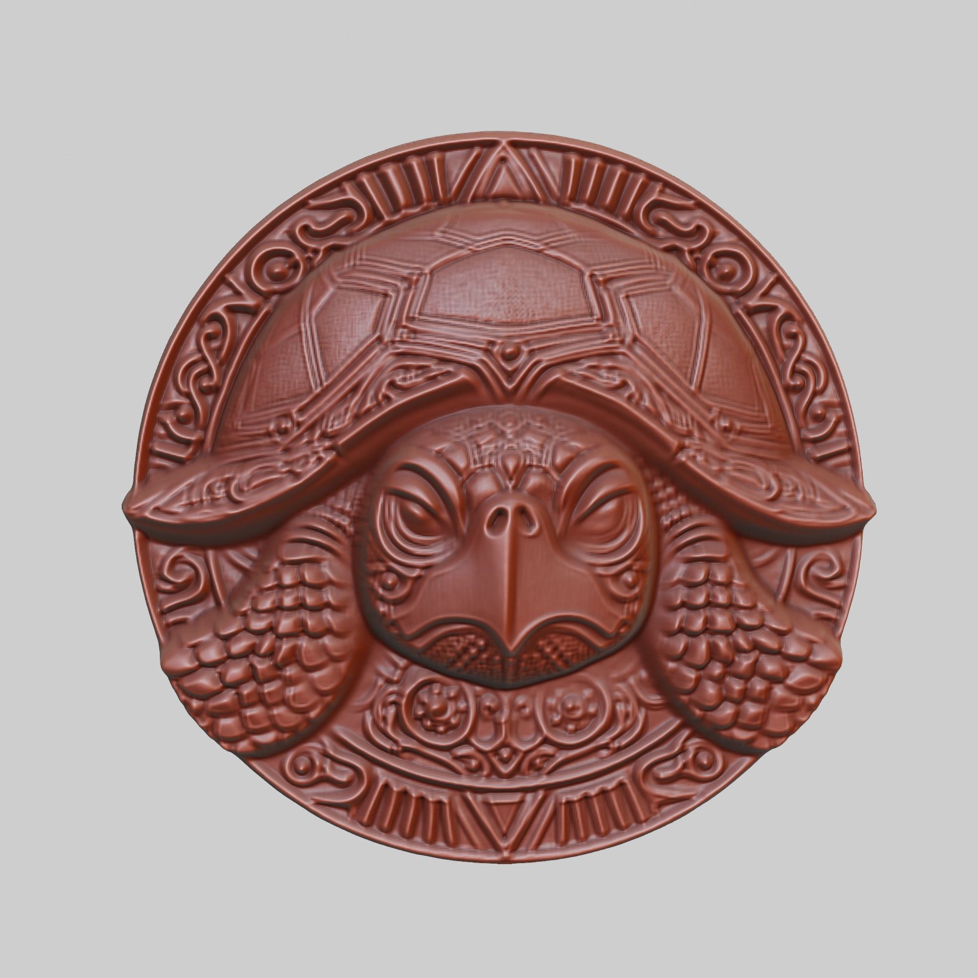 Turtle Animal Head Turtle Animal Medallion  3D print model_2