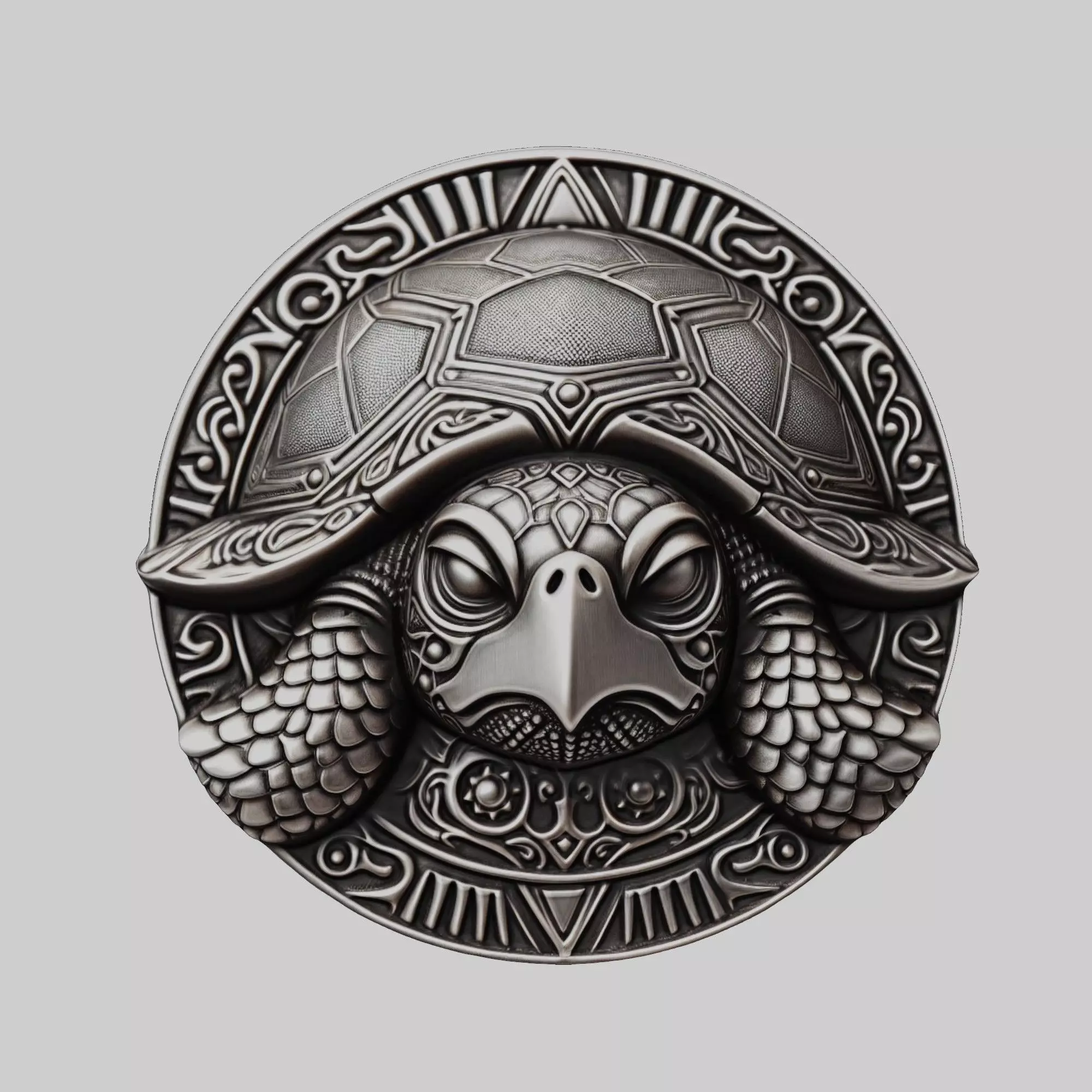 Turtle Animal Head Turtle Animal Medallion  3D print model_0