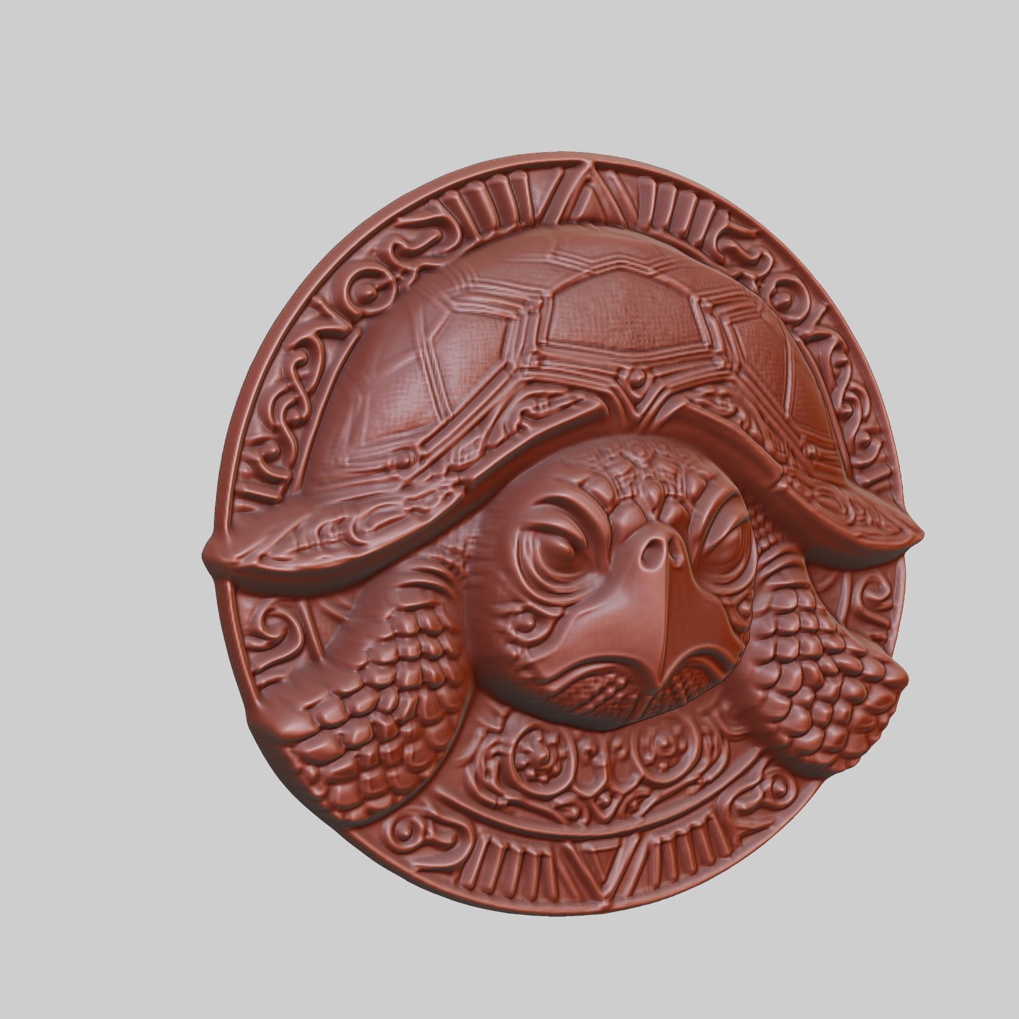 Turtle Animal Head Turtle Animal Medallion  3D print model_3
