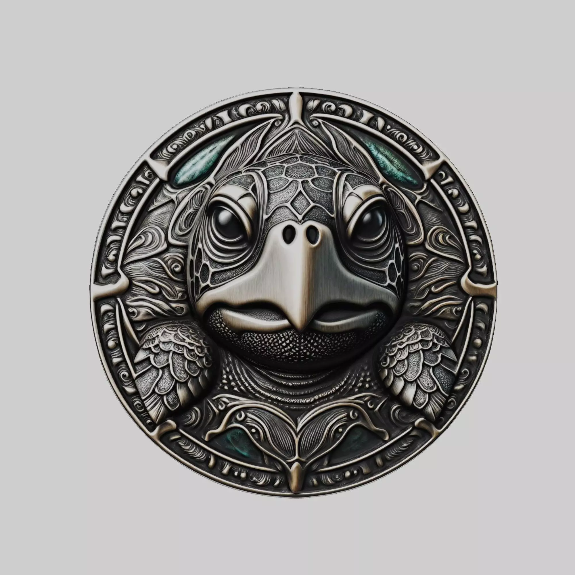 Sea Turtle Animal Head Sea Turtle Animal Medallion 3D print model