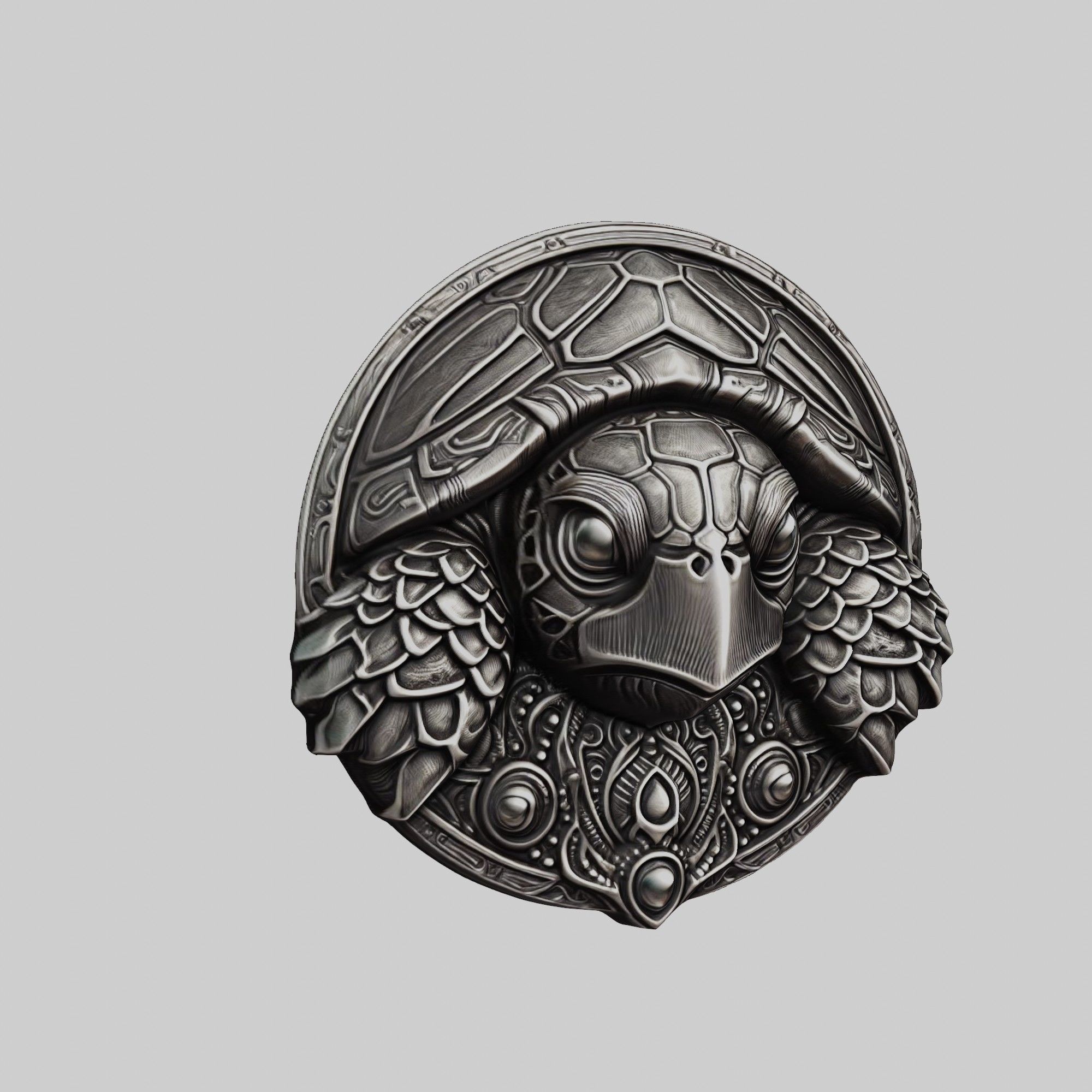 Sea Turtle Animal Head Sea Turtle Animal Medallion  3D print model_1