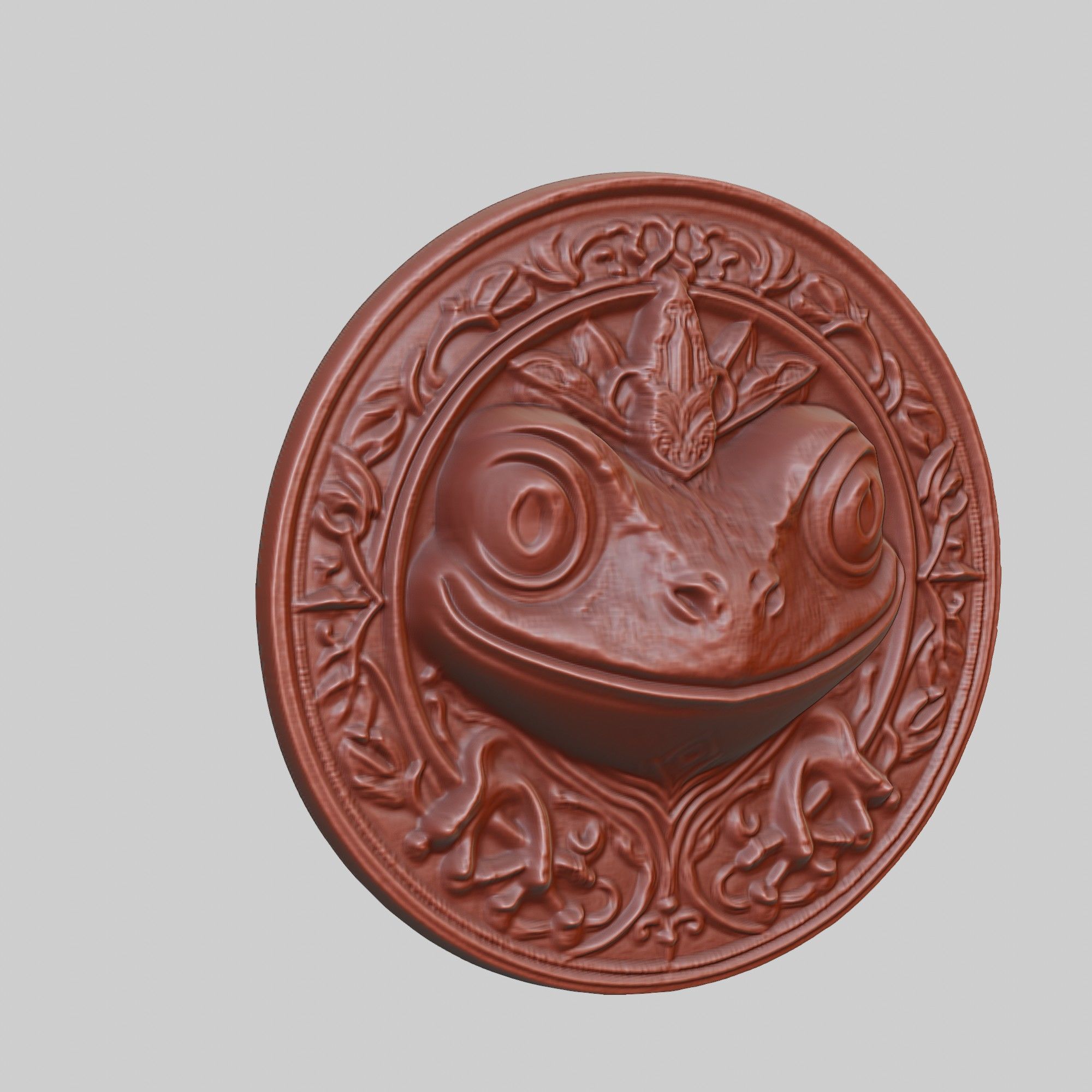 Frog Animal Head Frog Animal Medallion  3D print model_3
