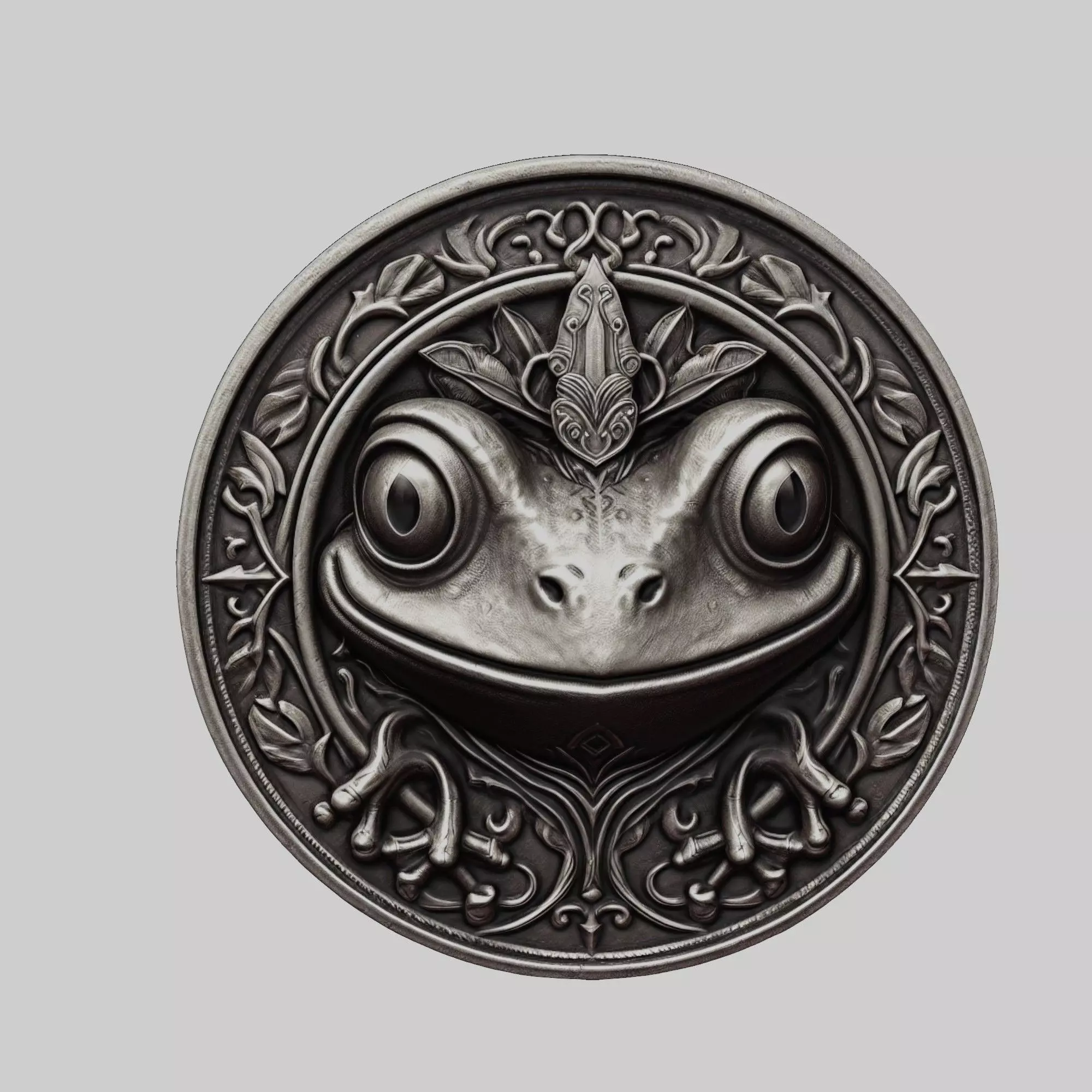 Frog Animal Head Frog Animal Medallion  3D print model_0