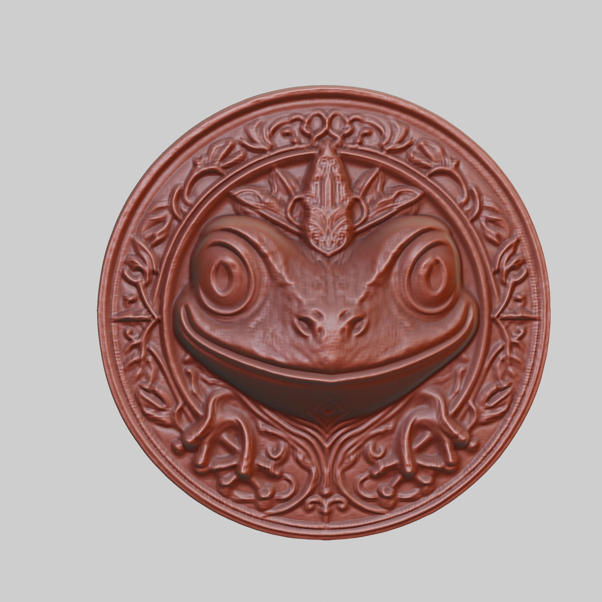 Frog Animal Head Frog Animal Medallion  3D print model_2