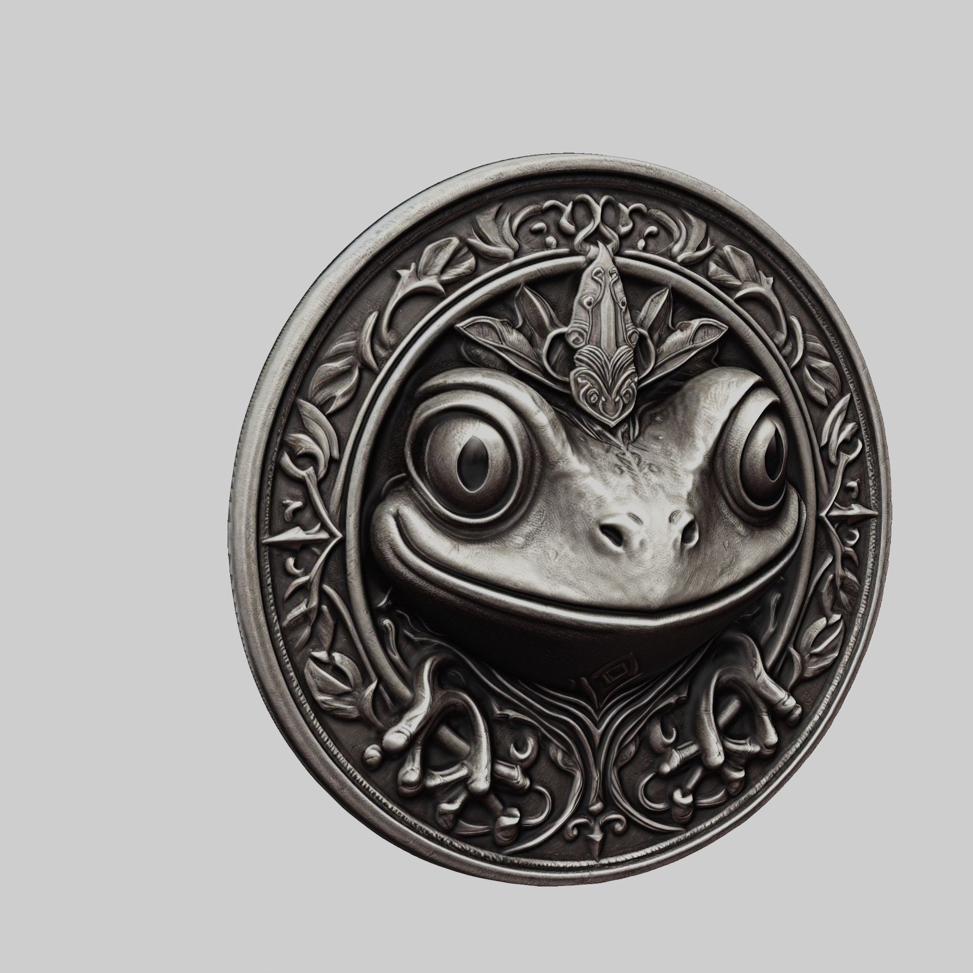 Frog Animal Head Frog Animal Medallion  3D print model_1