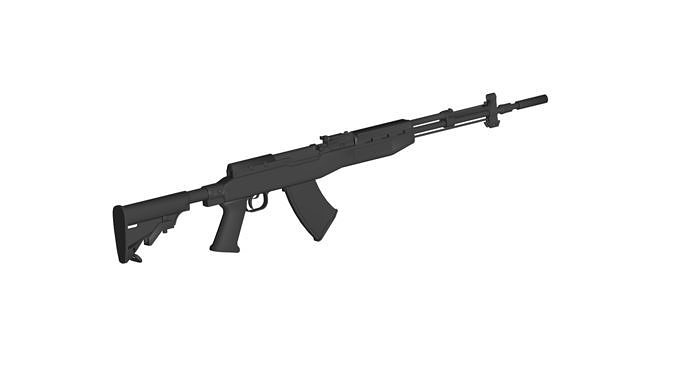 sks semi-automatic rifle 3D model