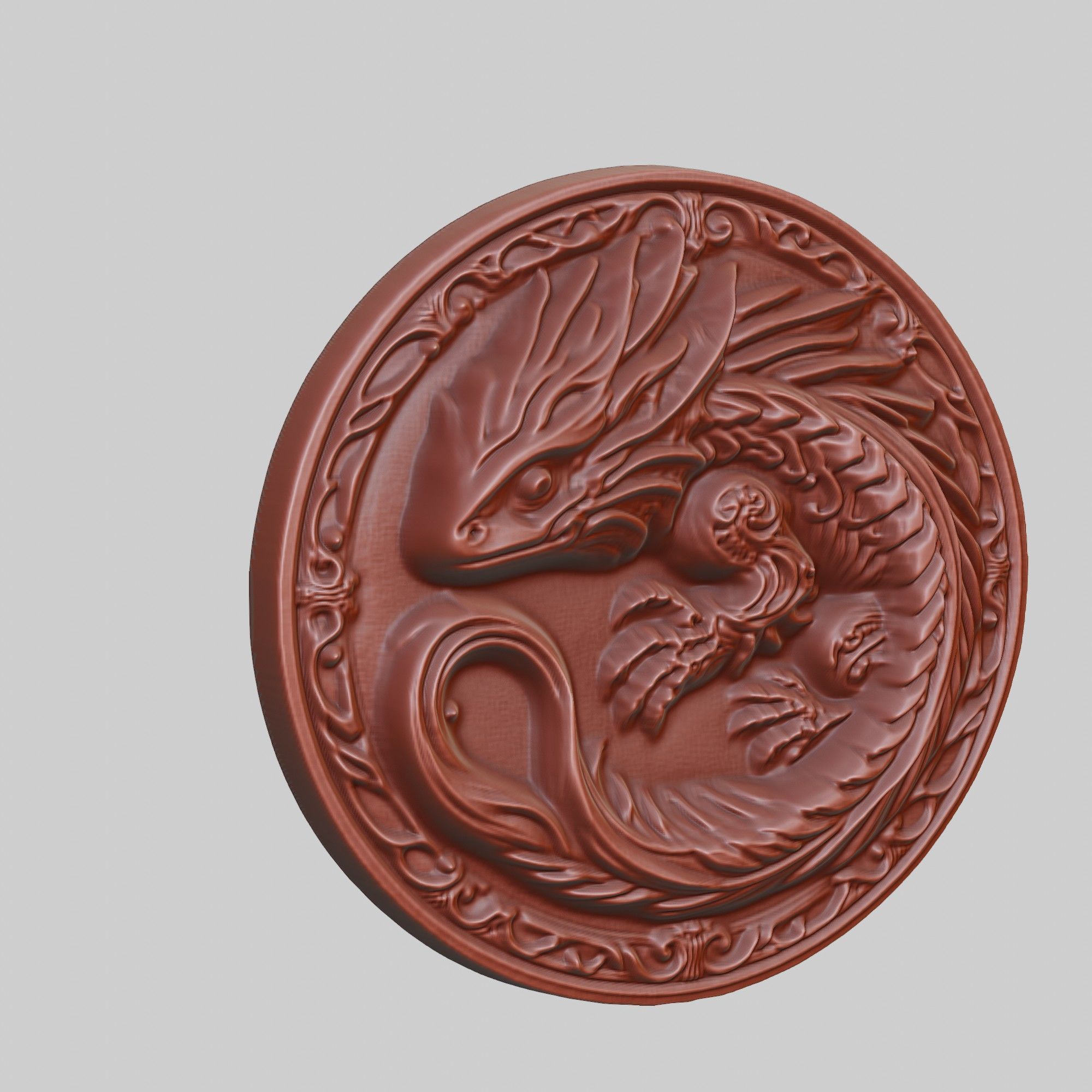 Salamander Animal Head Salamander Animal Medallion  3D print model_3