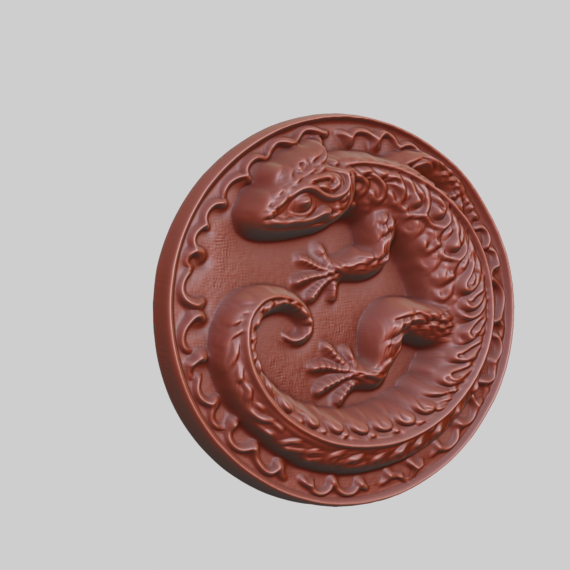 Salamander Animal Head Salamander Animal Medallion  3D print model_3