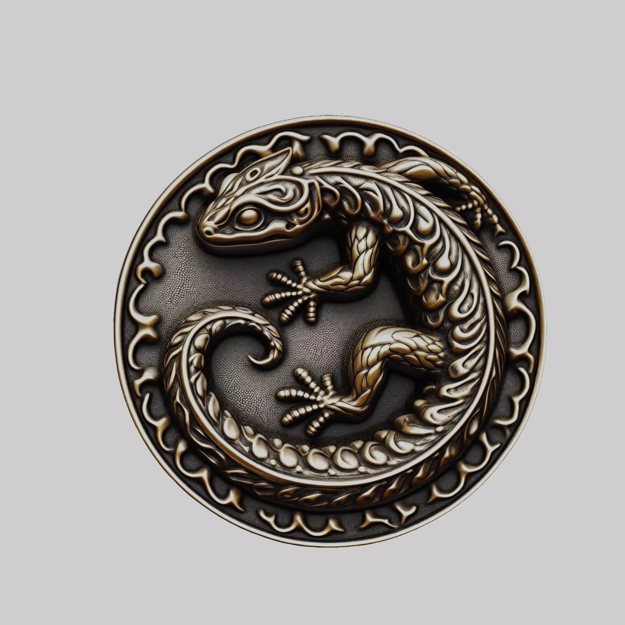 Salamander Animal Head Salamander Animal Medallion  3D print model_0