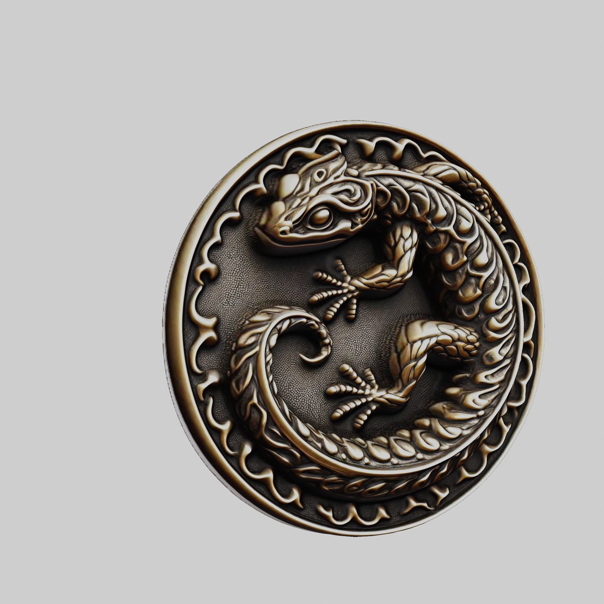 Salamander Animal Head Salamander Animal Medallion  3D print model_1