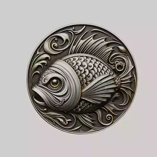 Fish Animal Head Fish Animal Medallion 