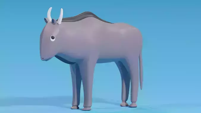 Cartoon Cute Wildebeest